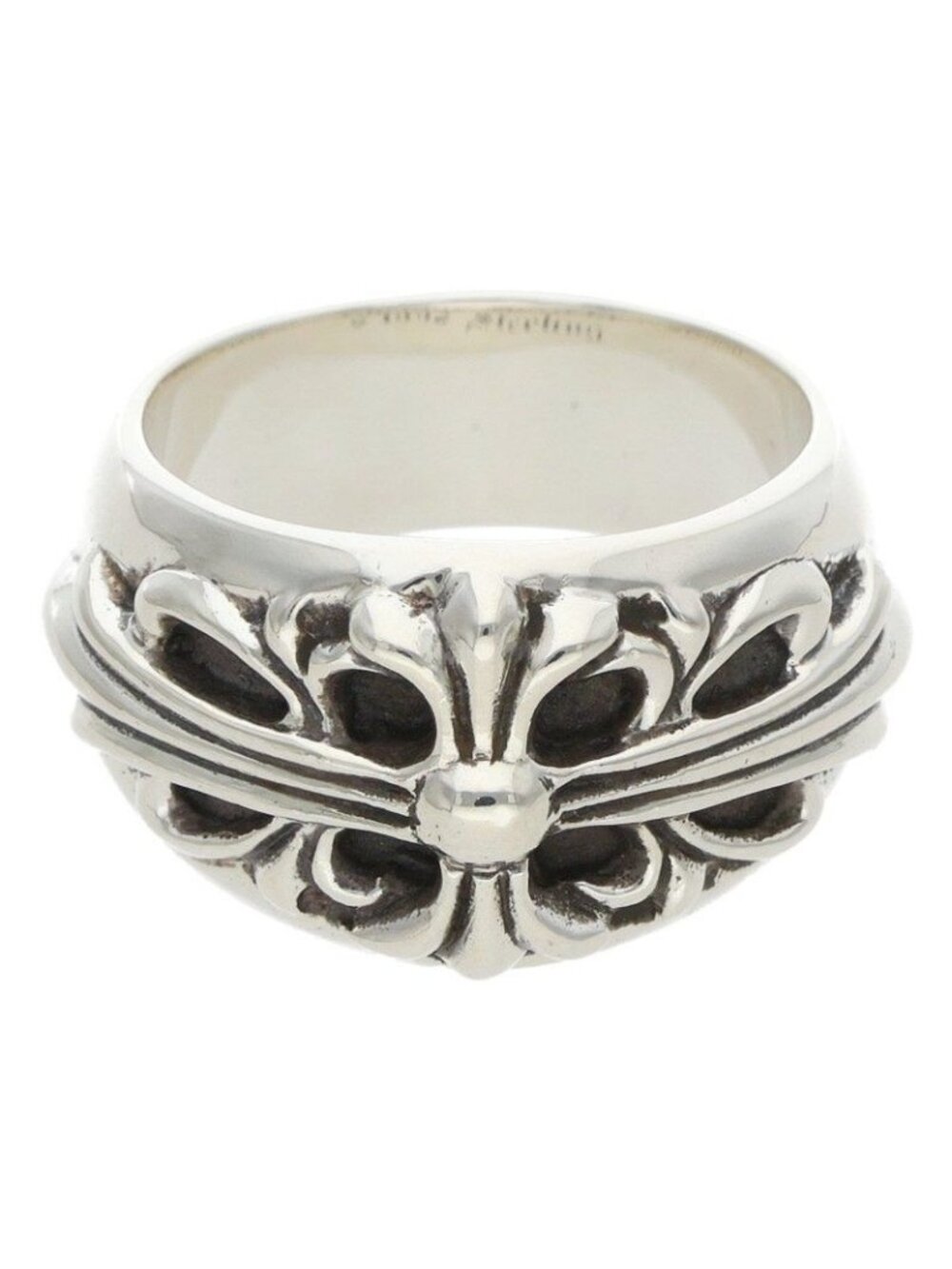 Chrome Hearts Flrl Floral Cross Silver Ring